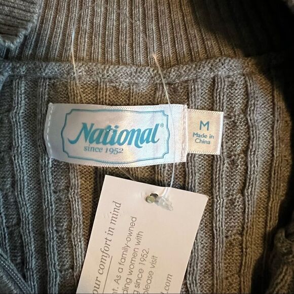 NWT! National grey cable knit 1/4 zip sweater‎ - Picture 3 of 11